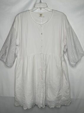 Good Hart Matilda Jane Montrose Dress White Eyelet Button-Front Cottagecore SzXL